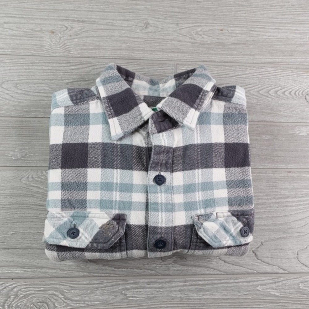 Arborwear Flannel Shirt Men's Medium Plaid‎ Button Long Sleeve Tree Blue Gray